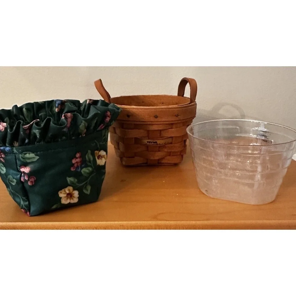 Longaberger Thyme Basket With‎ Green Liner And Liner